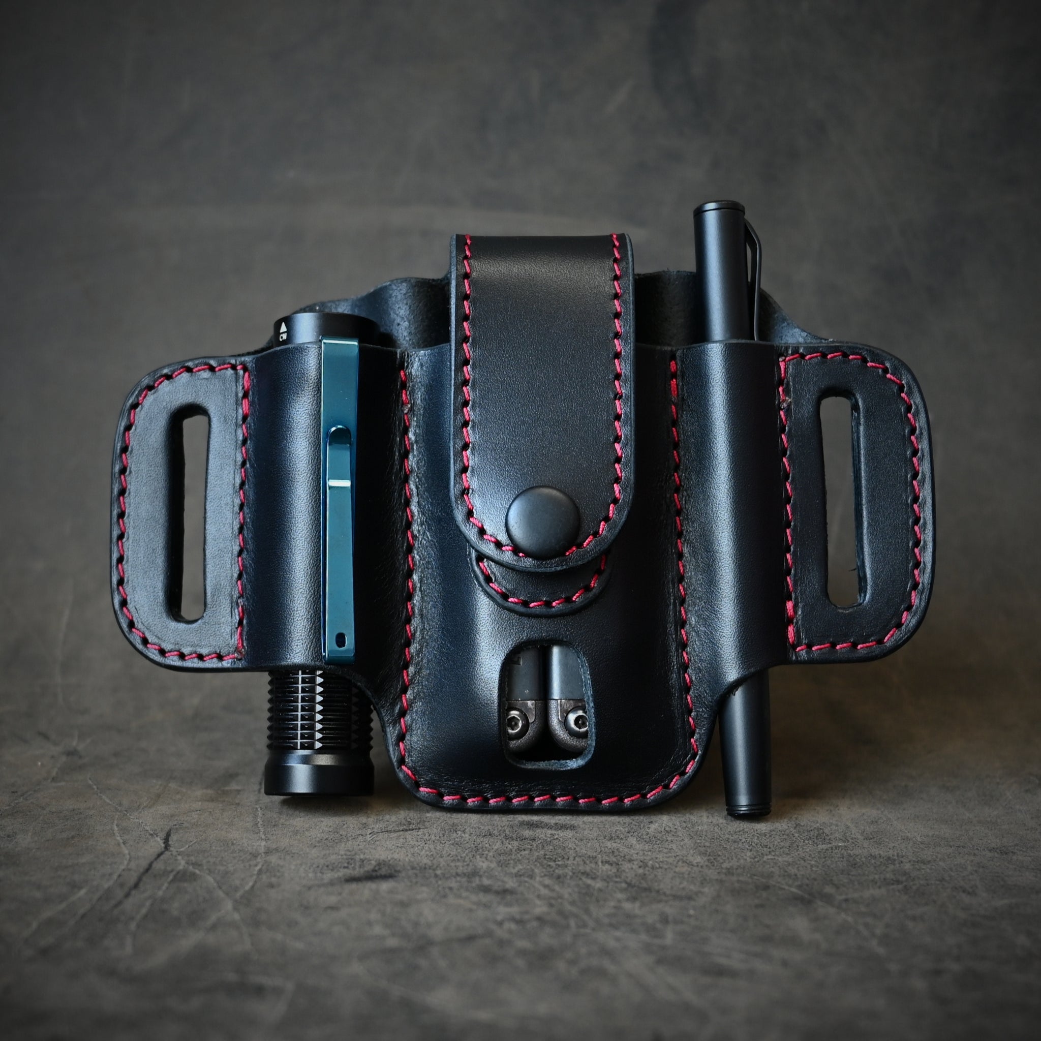 Compact Trio EDC Pancake Holster With Keeper Black & Red