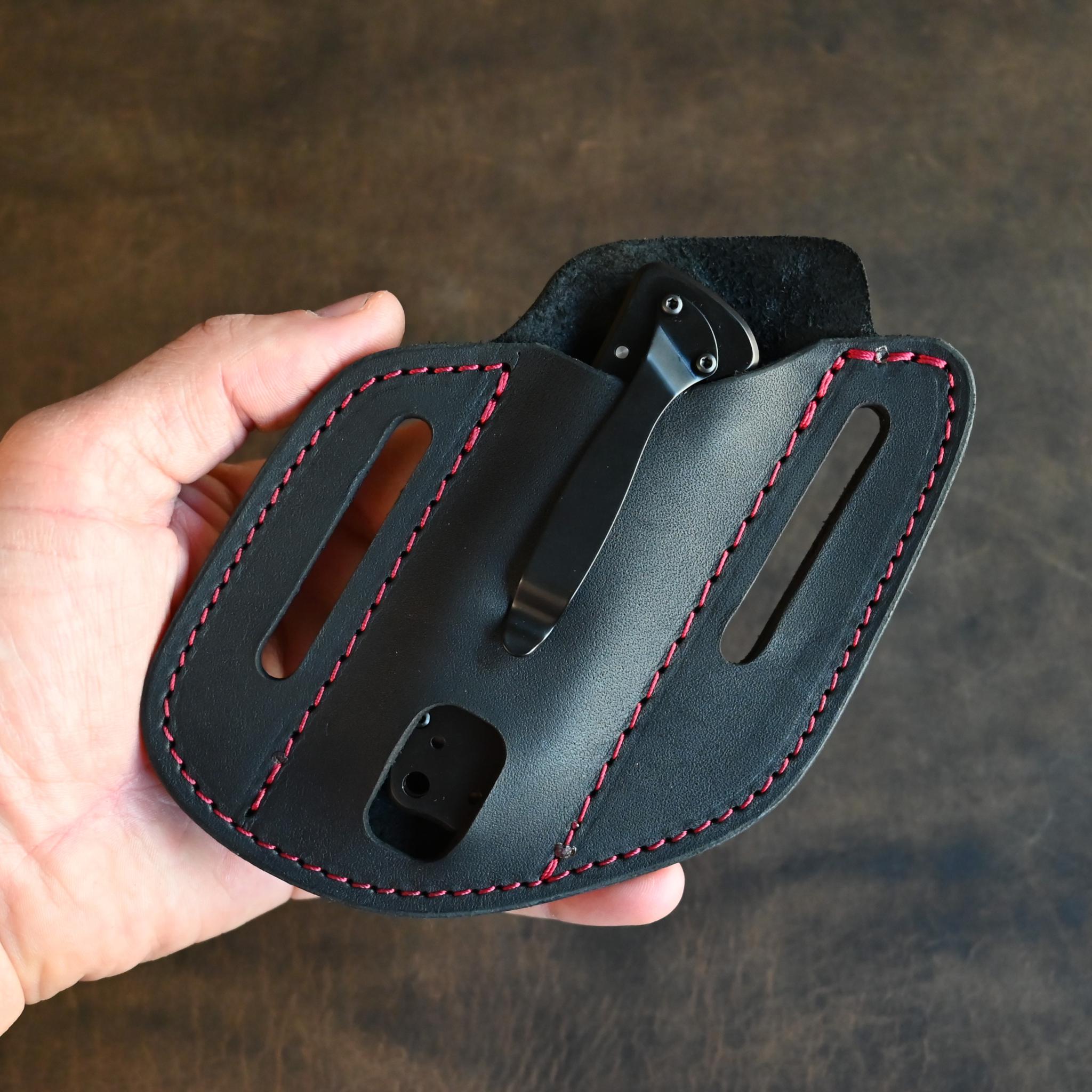 Esee D2 Zancudo w/ Small Canted Pancake Holster Black w/ Red Thread