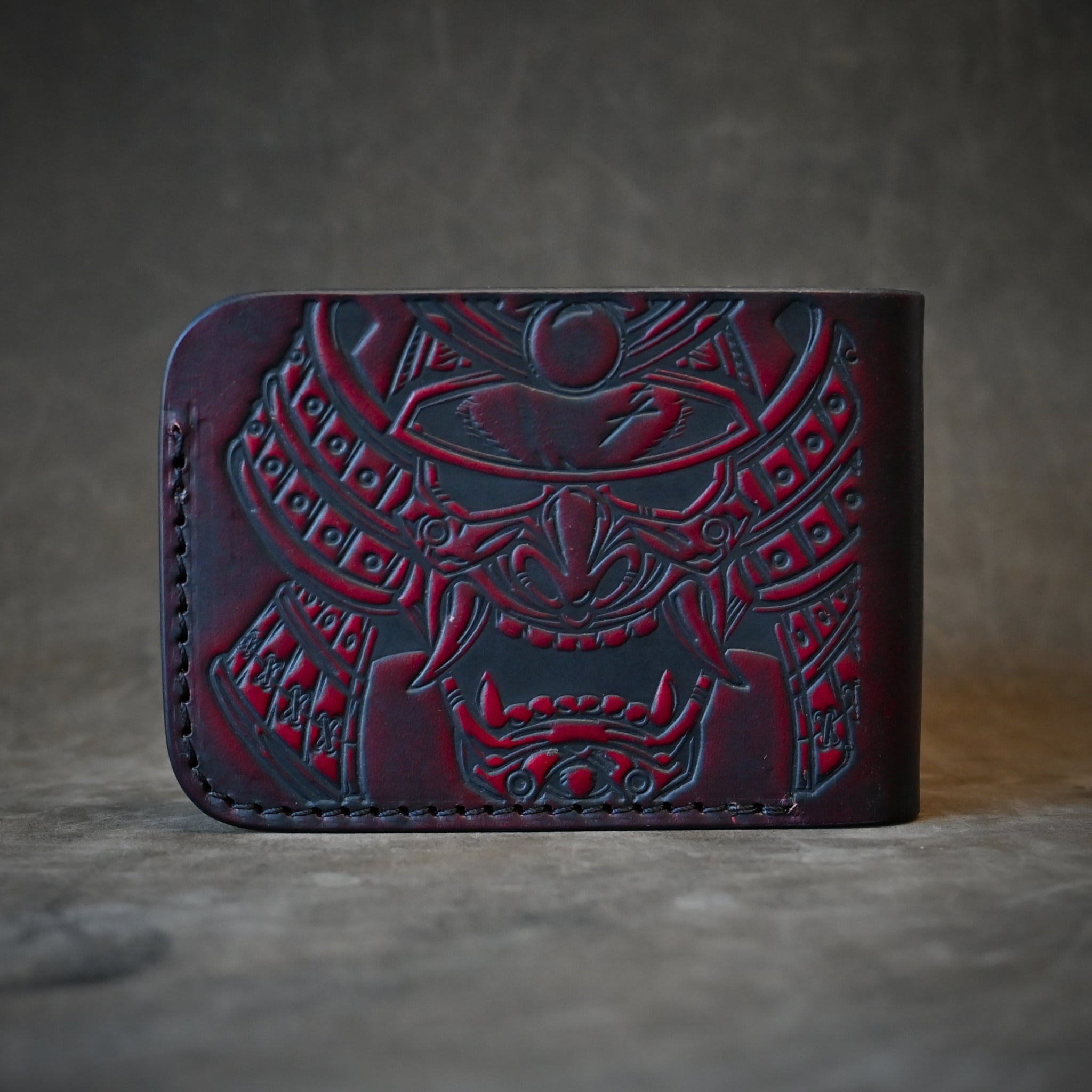 Ghost Leather Samurai Mask Themed Bifold 2.0 Leather Wallet