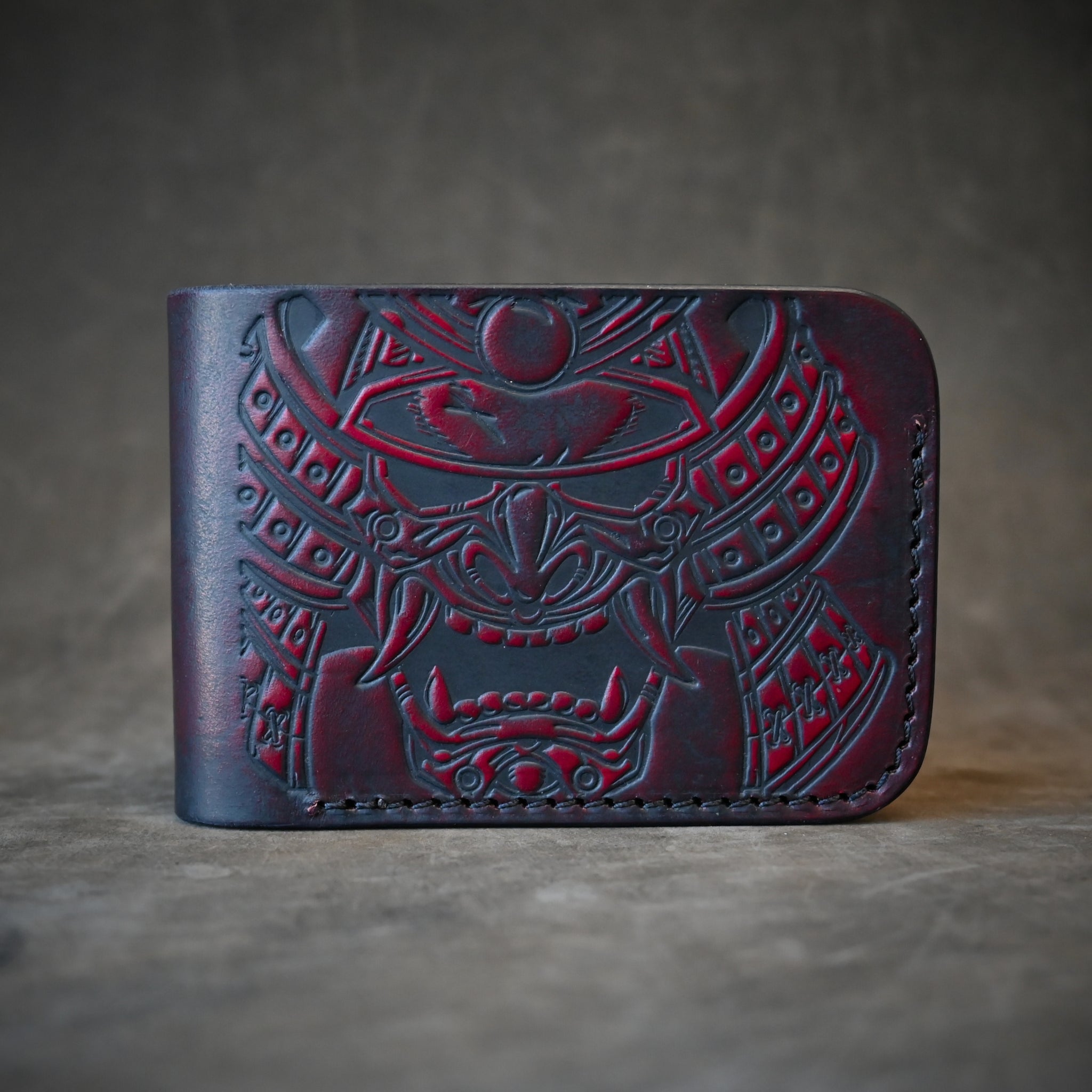 Ghost Leather Samurai Mask Themed Bifold 2.0 Leather Wallet