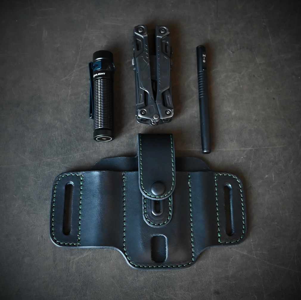 Large Trio EDC Pancake Holster With Keeper Black & Green