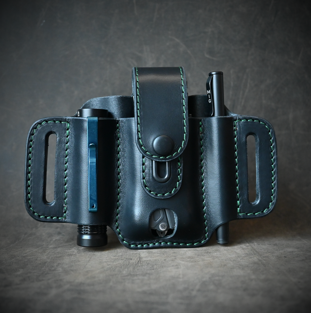 Large Trio EDC Pancake Holster With Keeper Black & Green