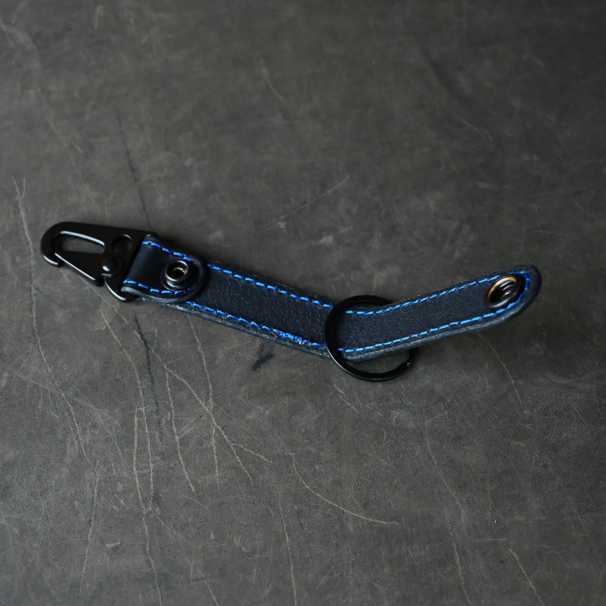 RMK Key Fob Black with Blue Stitching
