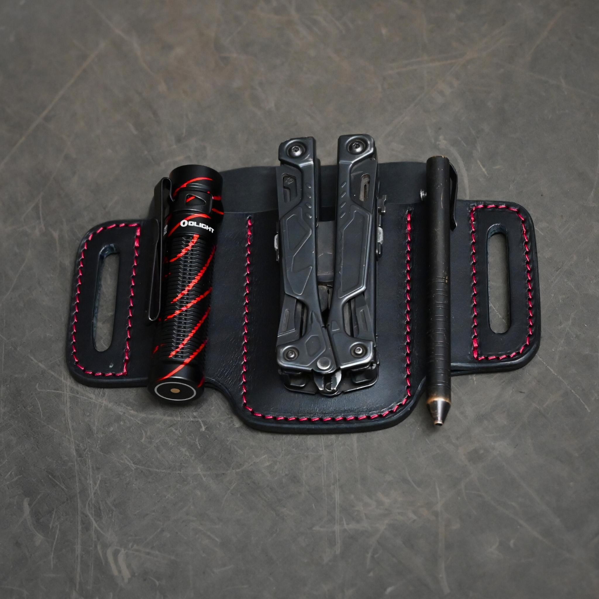 RMK Large Trio EDC Pancake Holster Black w/ Red Thread