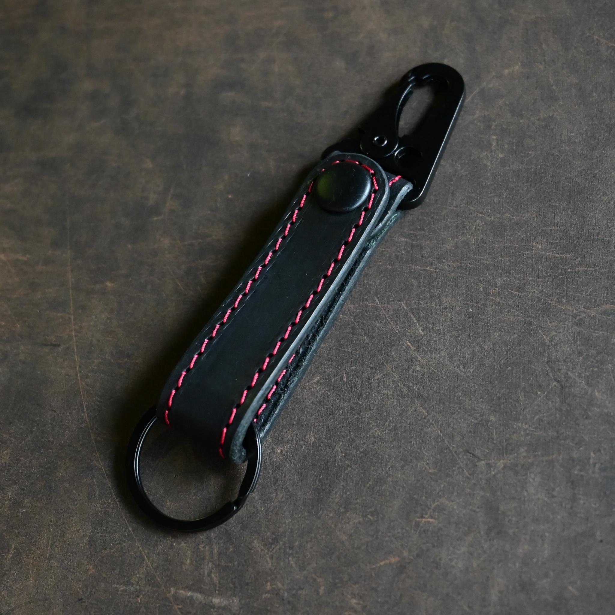 RMK Leather Key Fob Black w/ Red Stitching