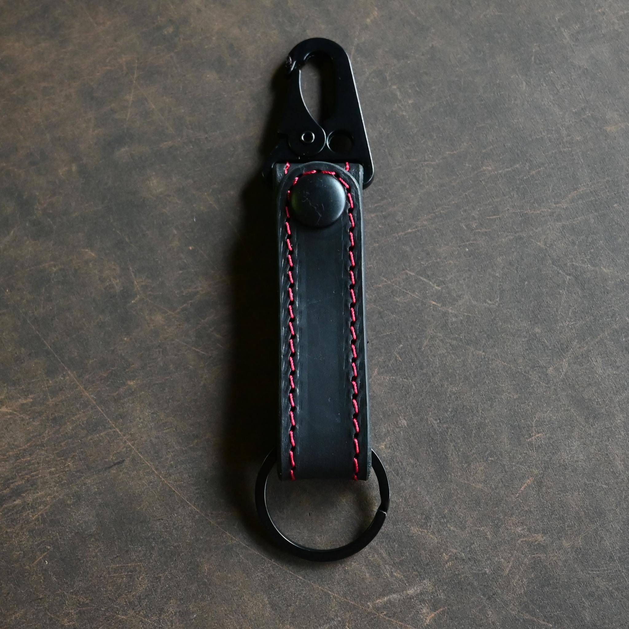 RMK Leather Key Fob Black w/ Red Stitching