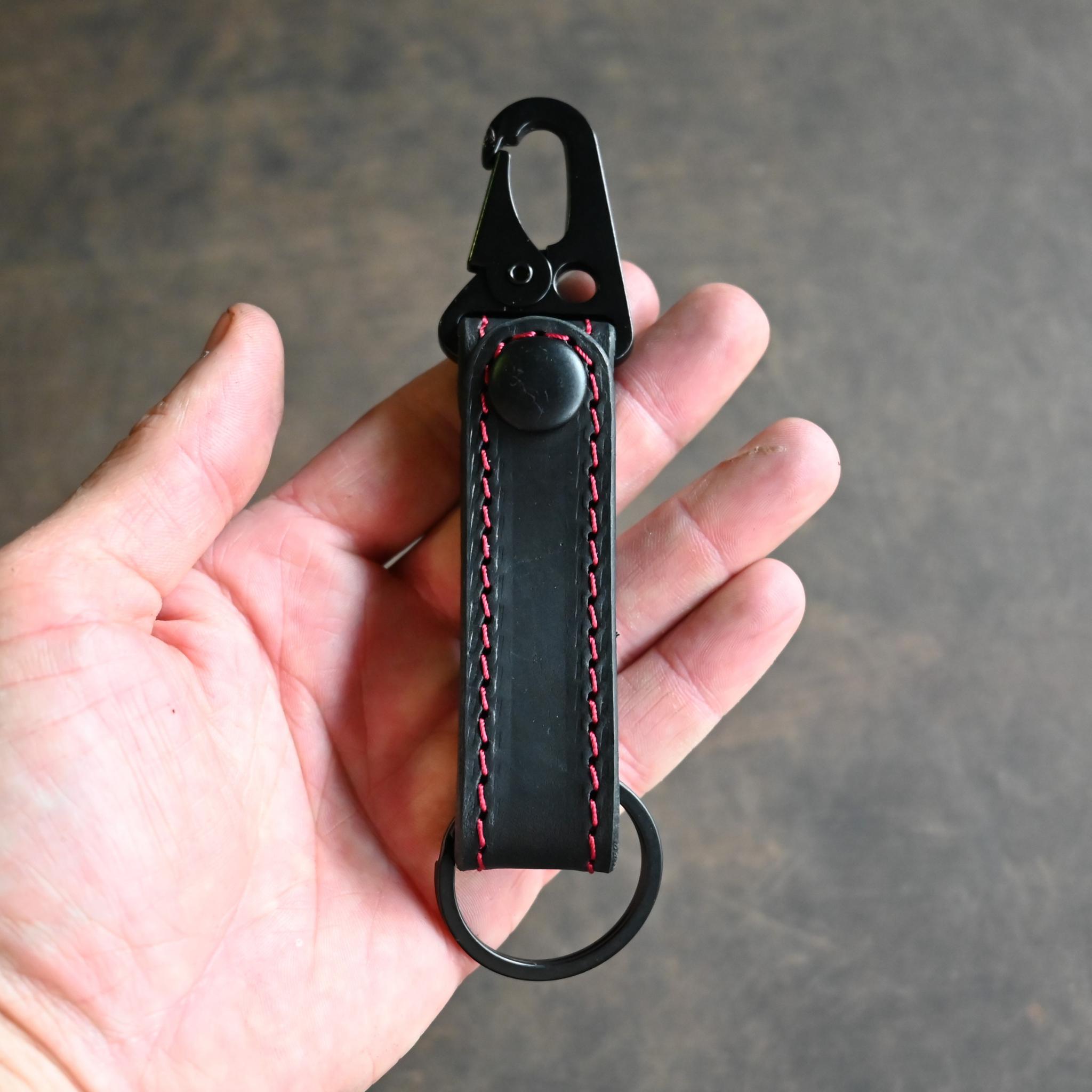 RMK Leather Key Fob Black w/ Red Stitching