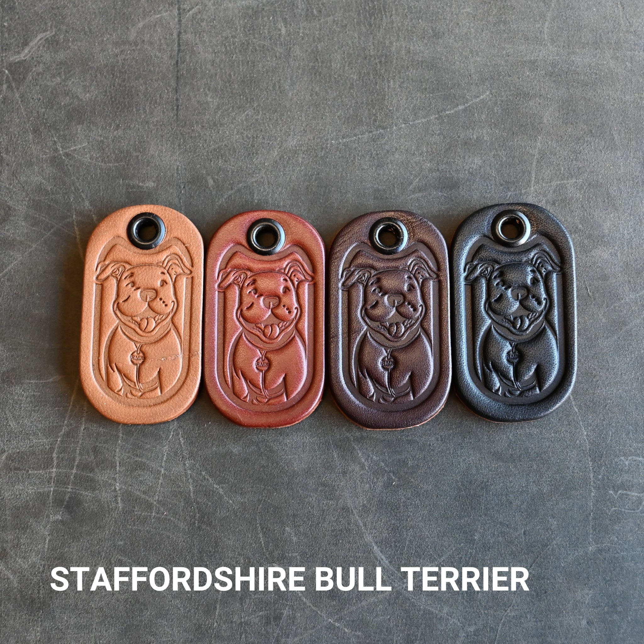 Embossed Dog Leather Keychain