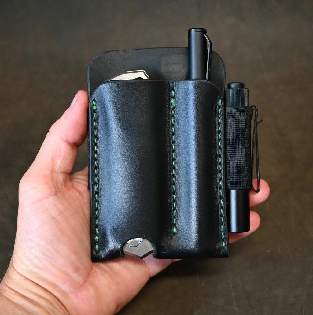 RMK Pocket Organiser Black w/ Green Thread