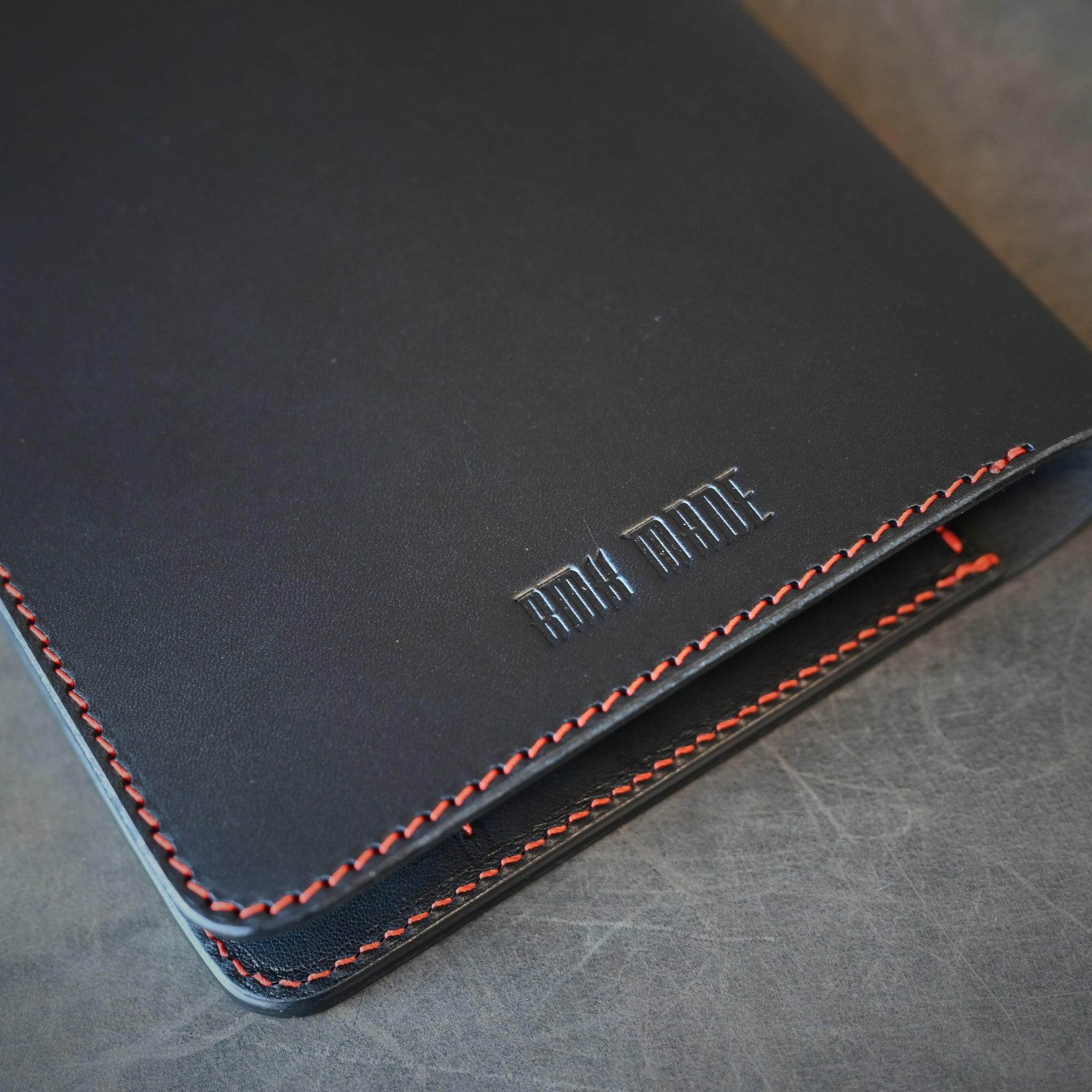 Ready To Ship A5 Leather Notebook Cover Black W/ Orange Thread
