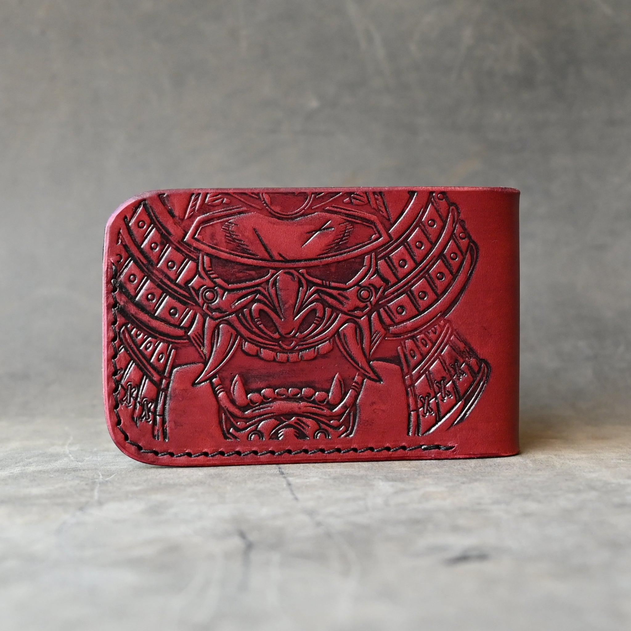 Ready To Ship Samurai Mask Minimalist Bifold Wallet Oxblood