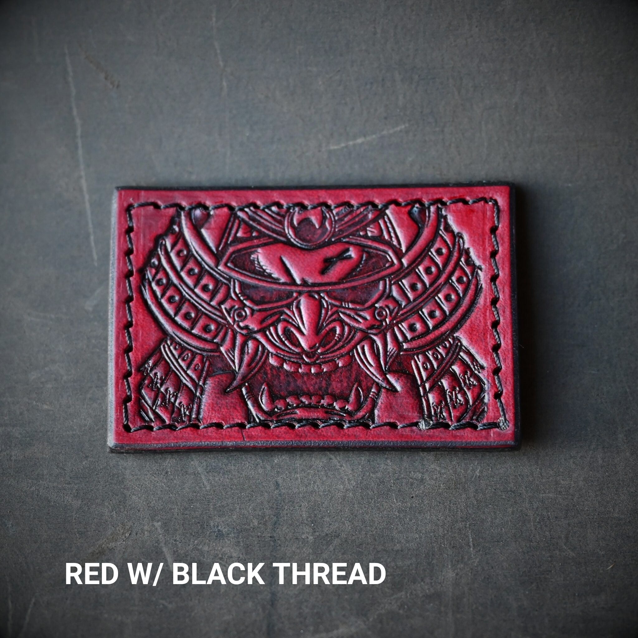 Samurai Mask Leather Patch Rectangle