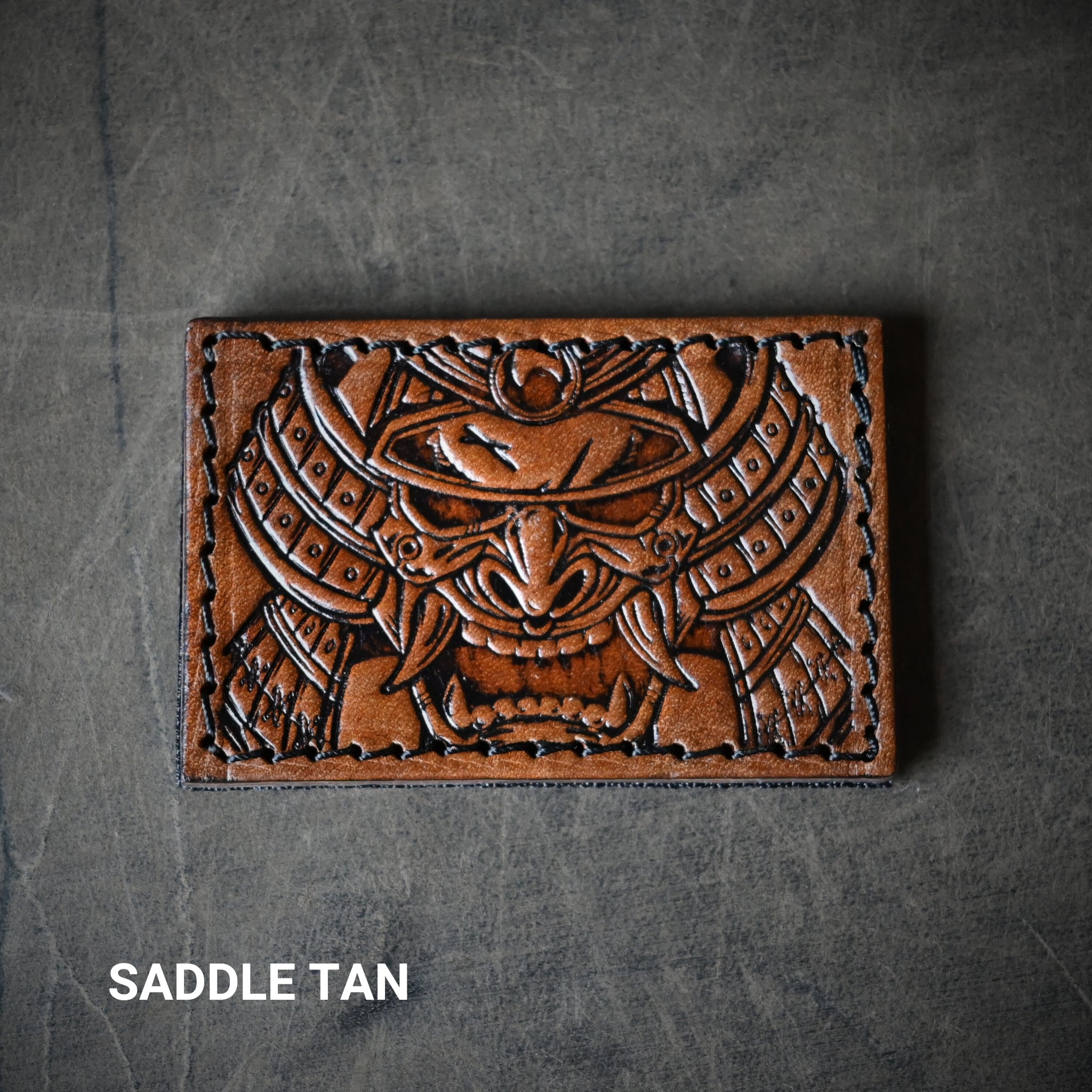 Samurai Mask Leather Patch Rectangle