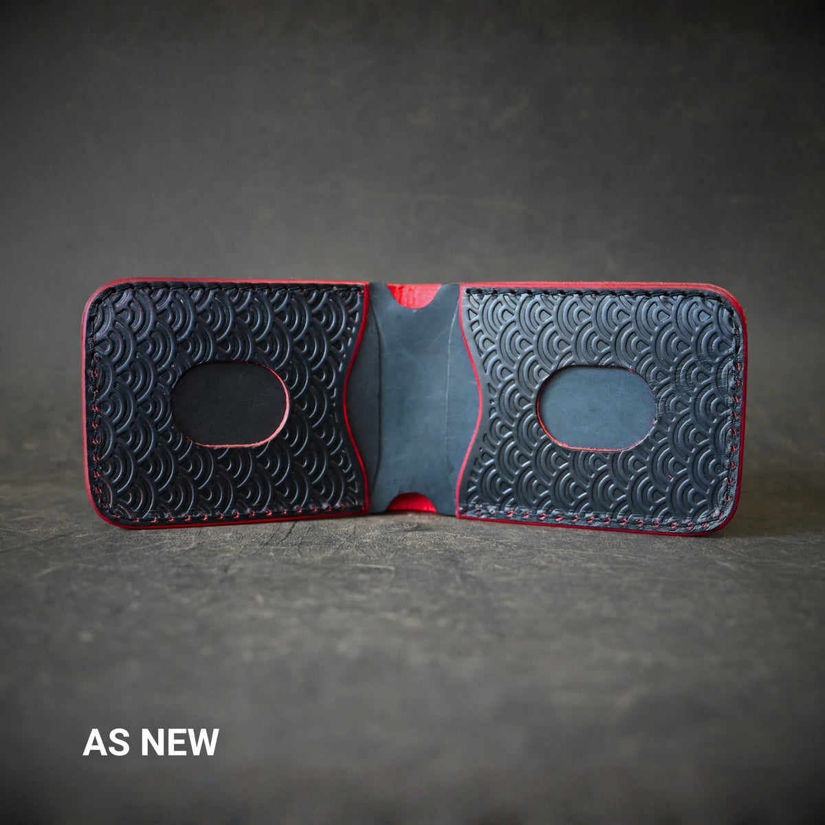 Samurai Mask Themed Bifold 2.0 Wallet Ghost Leather Black Cherry Ghost