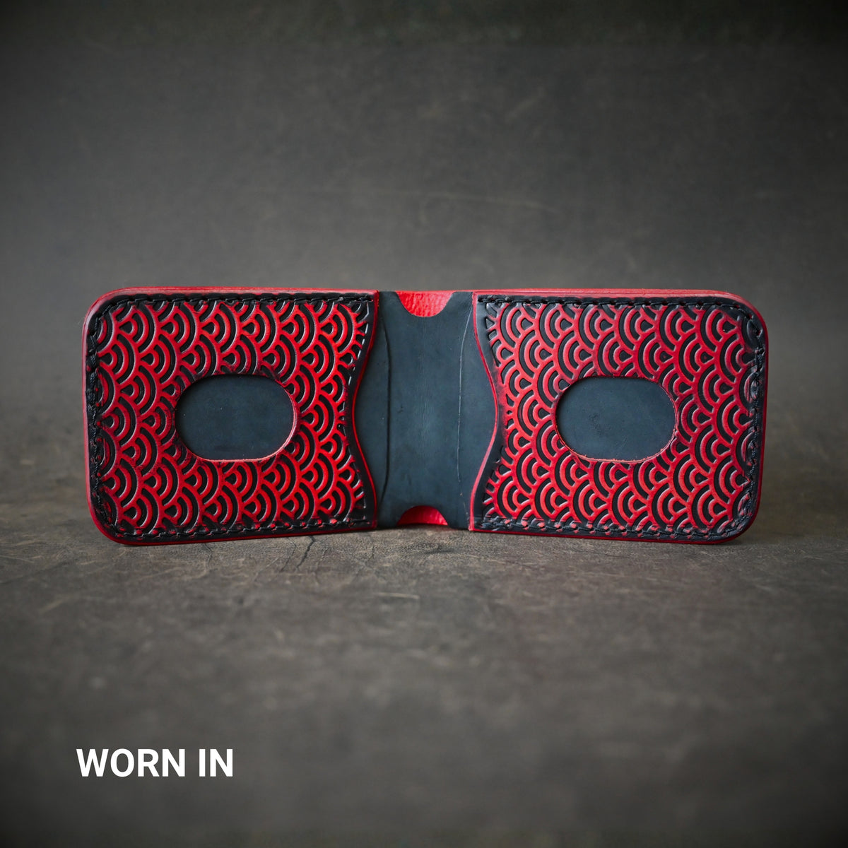 Samurai Mask Themed Bifold 2.0 Wallet Ghost Leather Black Cherry Ghost