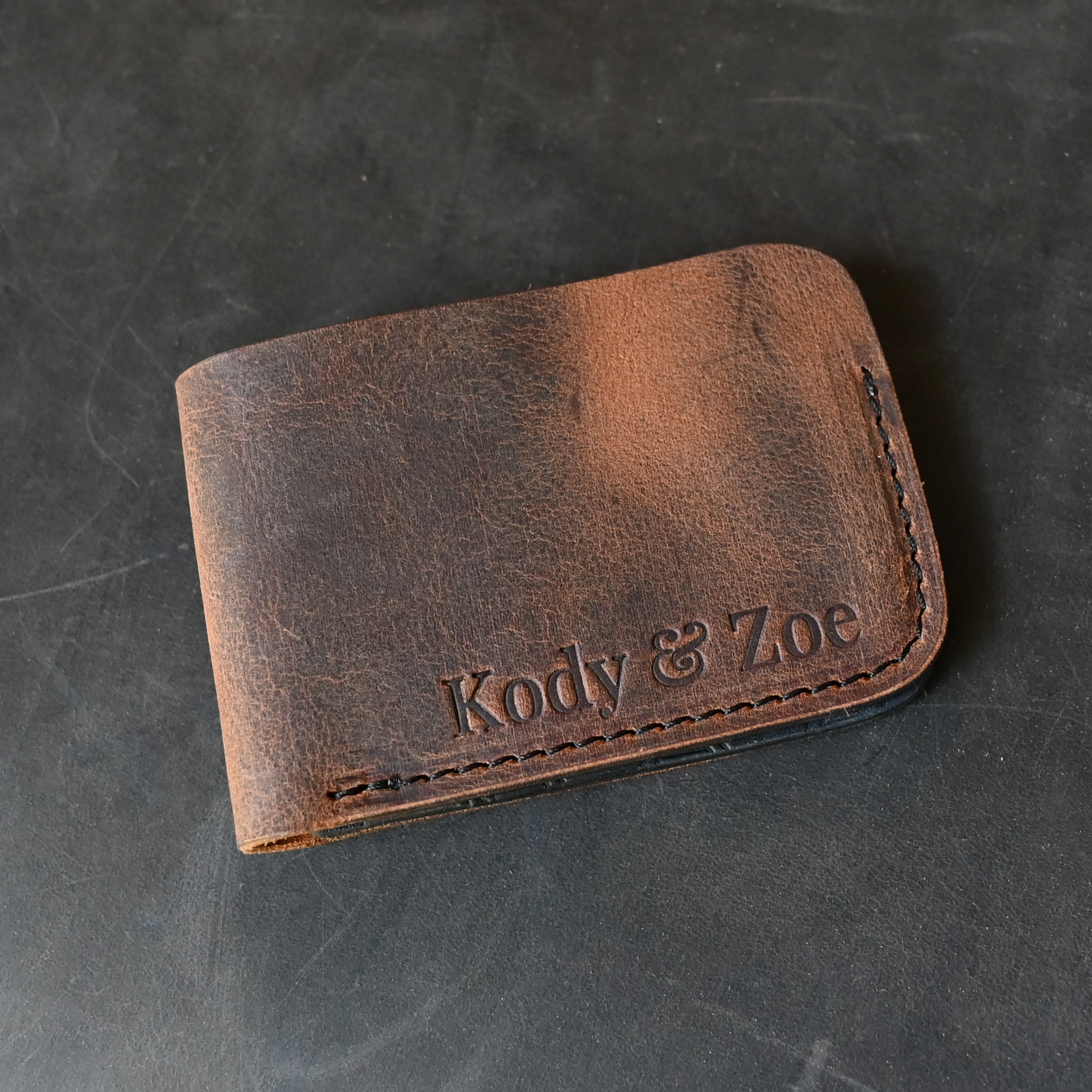 Personalised Leather Wallet Minimalist Bifold