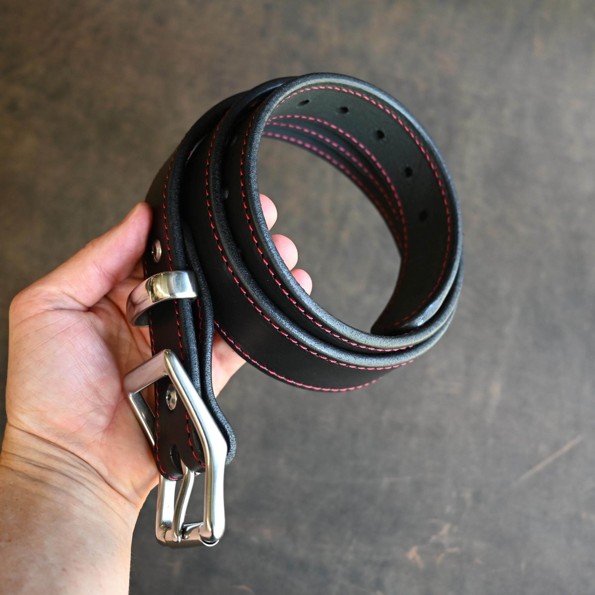 RMK Black & Red Stitched Leather Belts