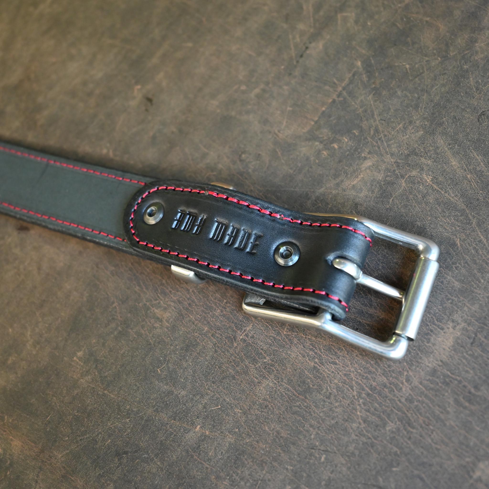 RMK Black & Red Stitched Leather Belts