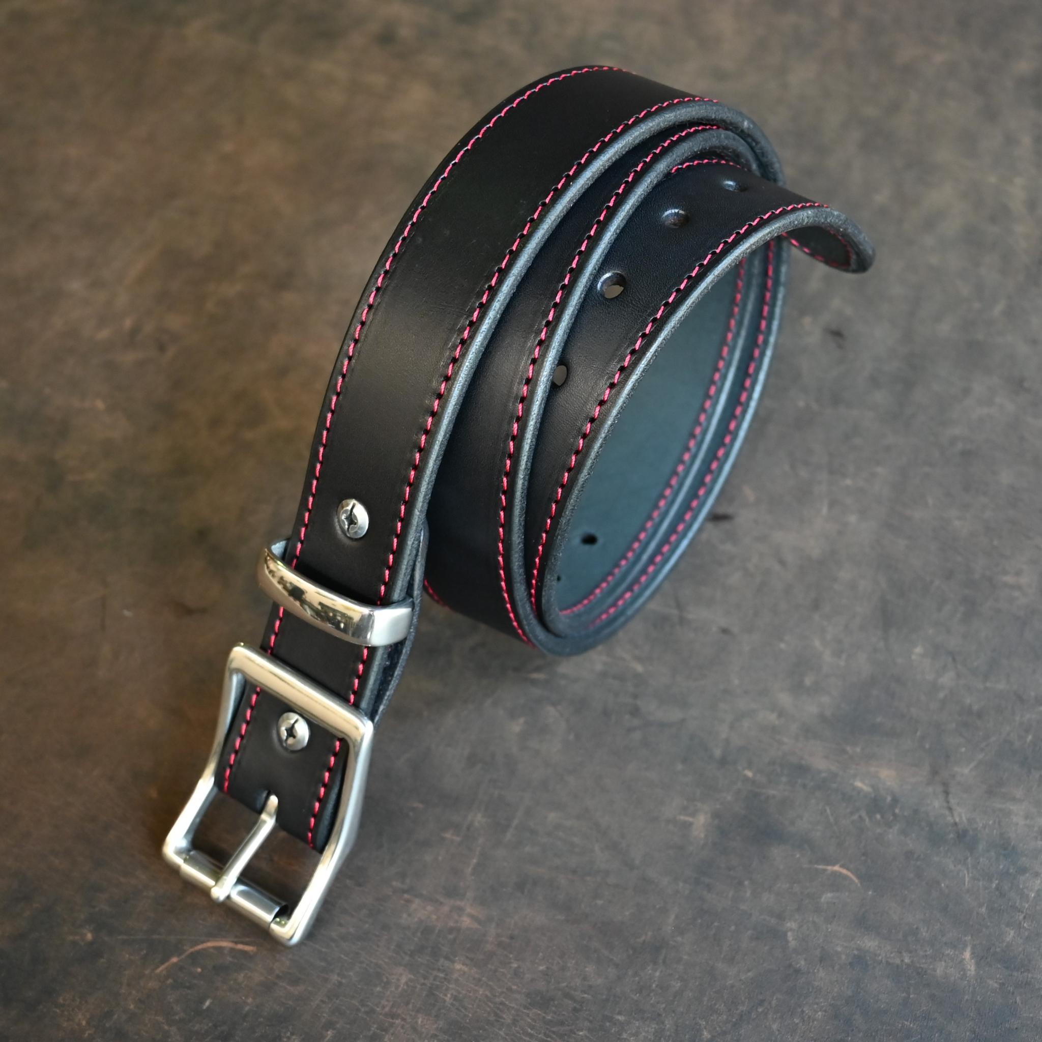 RMK Black & Red Stitched Leather Belts