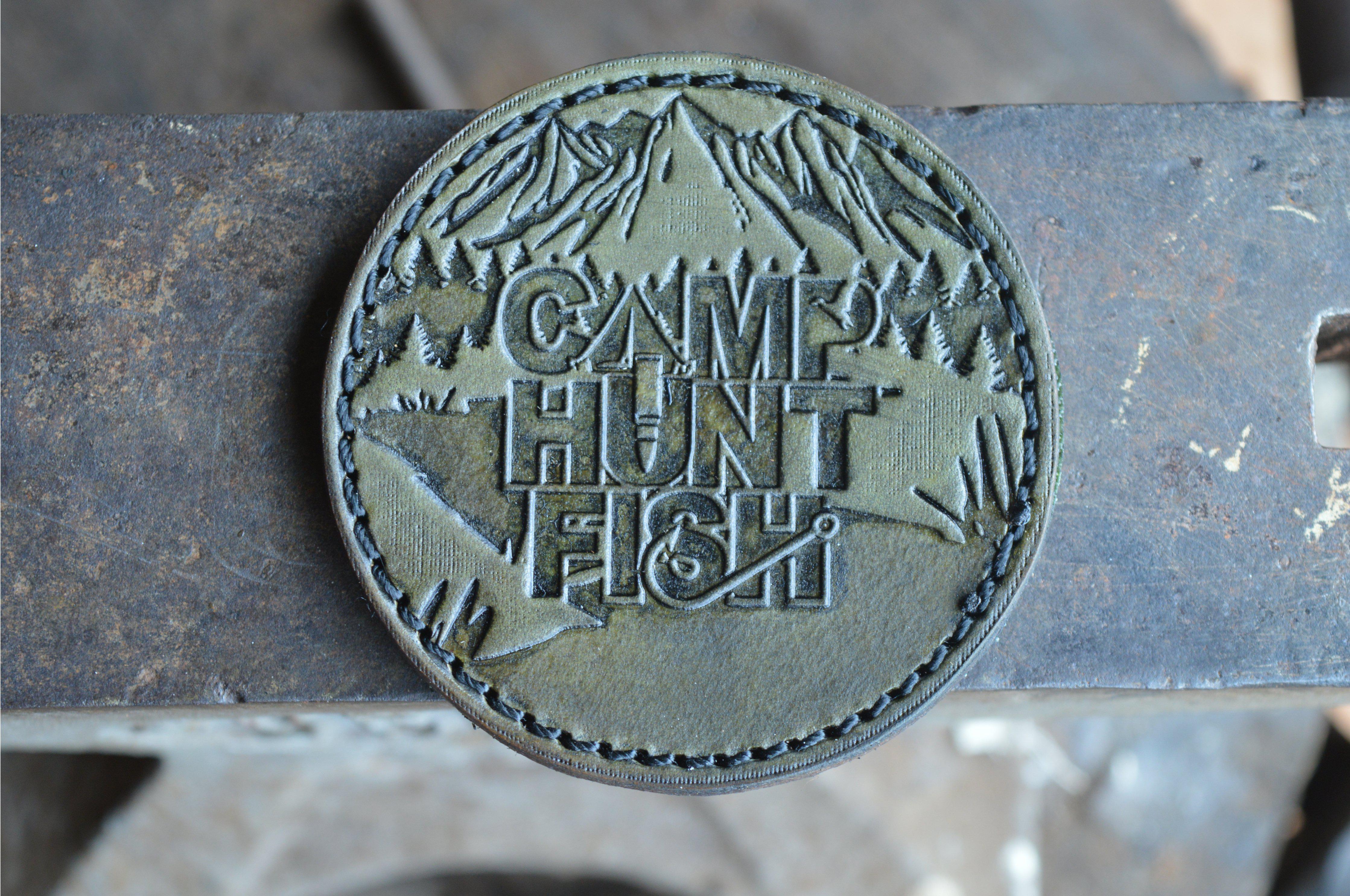 RMK Camp Hunt Fish Leather Patch